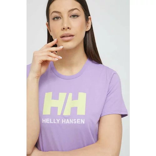 Helly Hansen Bombažna kratka majica vijolična barva