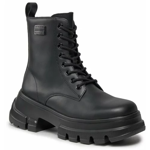 Tommy Jeans Pohodni čevlji Tjw Chunky Leather Boot EN0EN02503 Črna