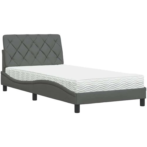  Krevet s madracem tamnosivi 100 x 200 cm od tkanine Slike