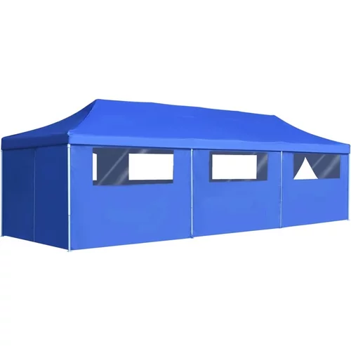  zložljiv pop-up vrtni šotor z 8 stranicami 3x9 m moder