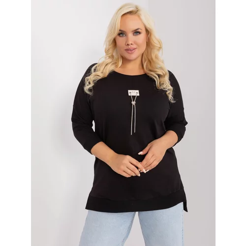 Fashion Hunters Black oversized blouse with decorative chain