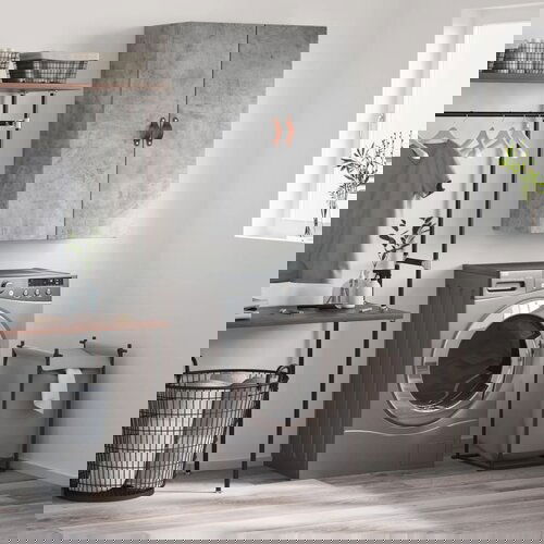 VidaXL Stenska omarica betonsko siva 69,5x34x90 cm Slike