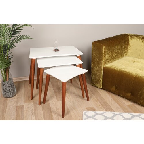 Hanah home Base WhiteWalnut Nesting Table (3 Pieces) Cene