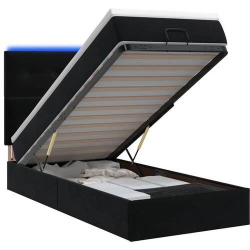 VidaXL Krevet od pjene s madracem i LED-om Crna 80 x 200 cm Bar&amp;scaron;un - Crna 80 x 200 cm Pro&amp;scaron;iveno gumbima Slike