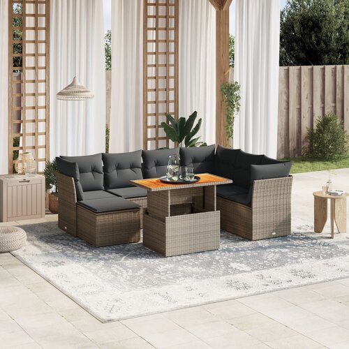 vidaXL 8-dijelni set vrtnih sofa od poliratana s jastucima sivi Cijene