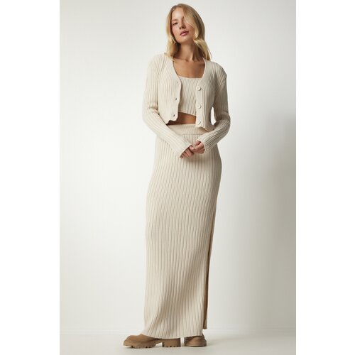  Women&amp;#039;s Cream Cardigan Athlete Skirt Knitwear Suit Slike