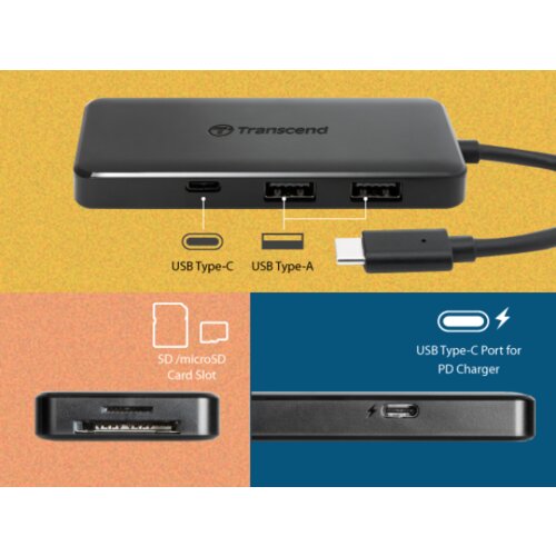 Transcend 3-Port Hub,1-Port PD,SD/MicroSD Reader, USB 3.1 Gen 2,Type-C Slike