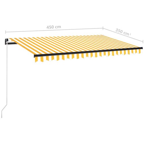 VidaXL Tenda na ručno uvlačenje s LED svjetlima 450x350 cm žuto-bijela Slike