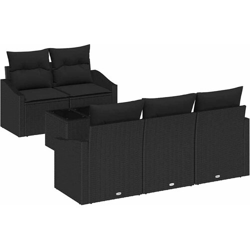  Set sofe s jastukom s jastukom 6 pcs Crna poliratan Slike
