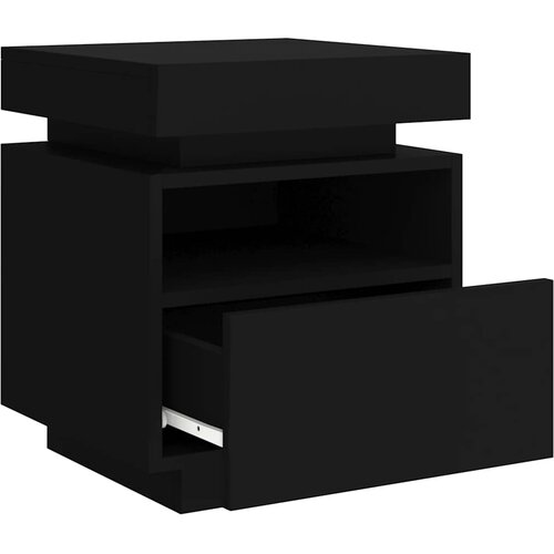  Noćni ormarići s LED svjetlima 2 kom crni 40x39x48,5 cm Slike