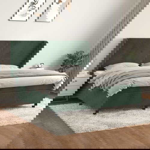  The Living Store Box spring postelja z vzmetnico temno zelena 160x200 cm žamet - Box Spring Postelja, (21521602) Cene