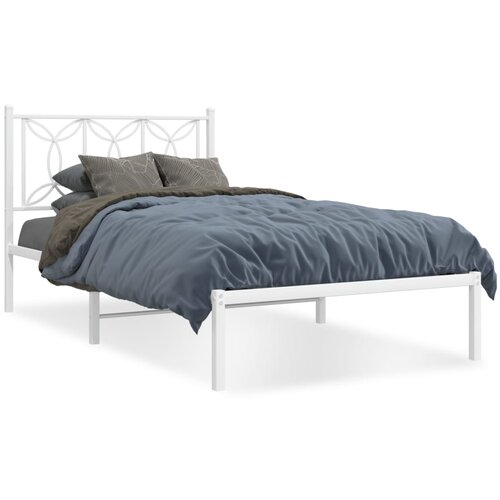  Metalni okvir za krevet s uzglavljem bijeli 100x190 cm Slike