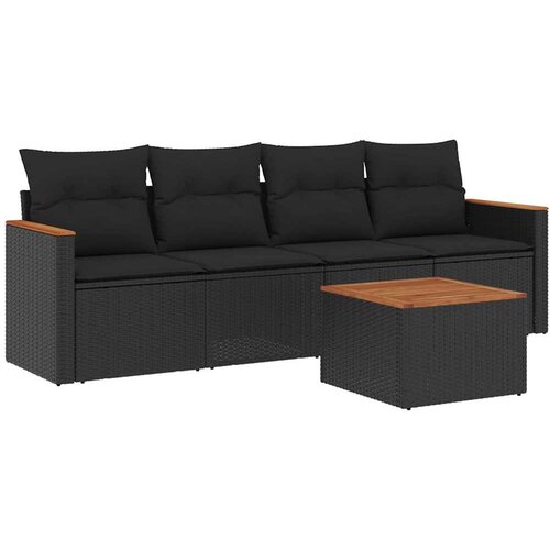  5-dijelna vrtna garnitura od poliratana s jastucima crna 61.5 x 62 x 69 cm Slike