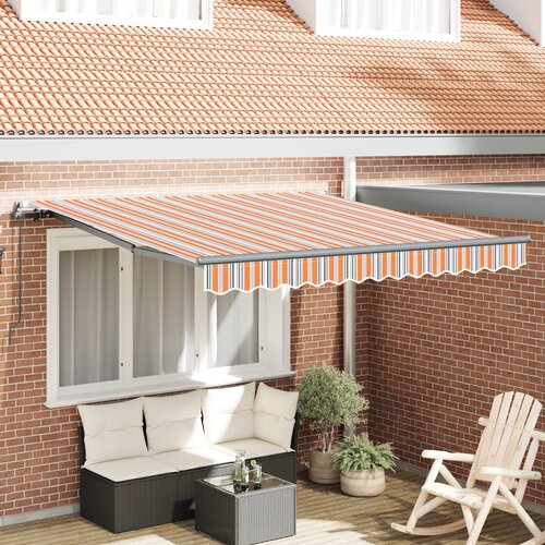 VidaXL Ručno uvlačiva tenda s prugama 350x250 cm Slike