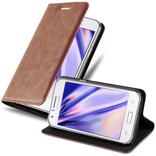 Cadorabo Ohi&scaron;je, združljivo z Samsung Galaxy J1 2015 v kapučino rjava - Za&scaron;čitni ovitek z magnetnim zapiranjem, stoječo funkcijo in režo za kartice, (20557746) Cene
