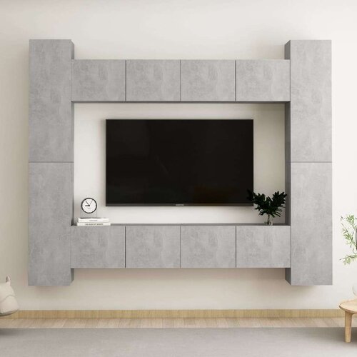  8-dijelni set TV ormarića siva boja betona od iverice Cijene