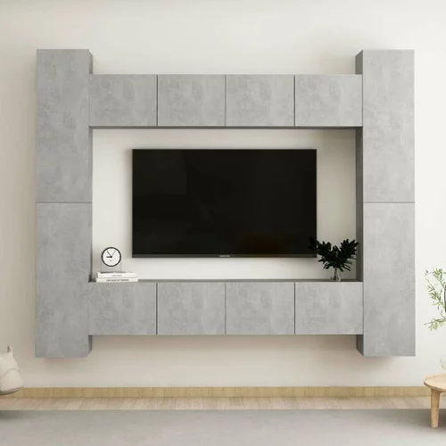  Komplet TV omaric 8-delni betonsko siva iverna plošča, (20914153)