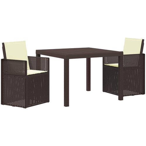 vidaXL Komplet za jedilnico v vrtu z blazino 3 pcs Rjava in krem PP, (5000293696) Cene