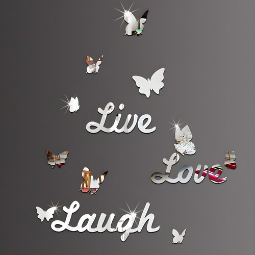  Ogledalne samoljepljive naljepnice za zid - Live, Love, Laugh KP16817 Cene