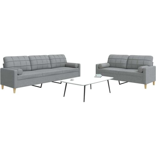 VidaXL 2-dijelni set sofa s jastucima svjetlosivi od tkanine Slike