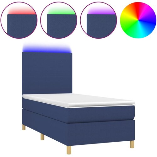 Maison Chic Box spring postelja - Vzmetna postelja z vzmetnico LED modra 100x200 cm blago SL16072, (21895789) Cene