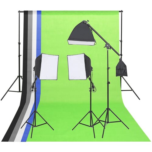 vidaXL Komplet za foto studio z lučmi, ozadjem in reflektorjem Cene