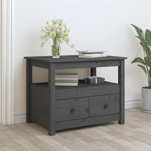The Living Store Klubska mizica siva 71x49x55 cm trdna borovina - Klubska Mizica, (21574095) Cene