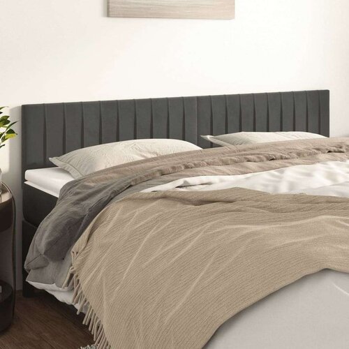  Posteljno vzglavje 2 kosa temno siv 100x5x78/88 cm žamet, (20735056) Slike