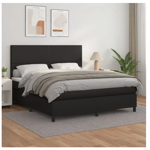  Box spring postelja z vzmetnico črn 160x200 cm umetno usnje