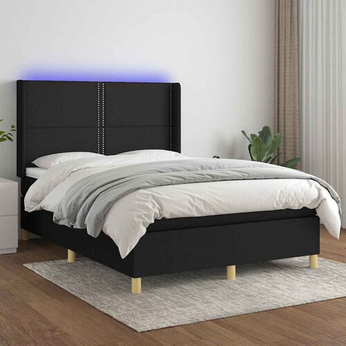  box spring s madracem LED crni 140x190 cm od tkanine Cene