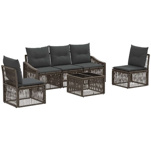vidaXL Vrtna sedežna garnitura 6 pcs Siva poli ratan, (5000271877) Cene