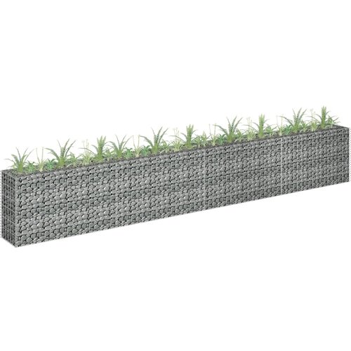 VidaXL Gabionska sadilica od pocinčanog čelika 360 x 30 x 60 cm Slike