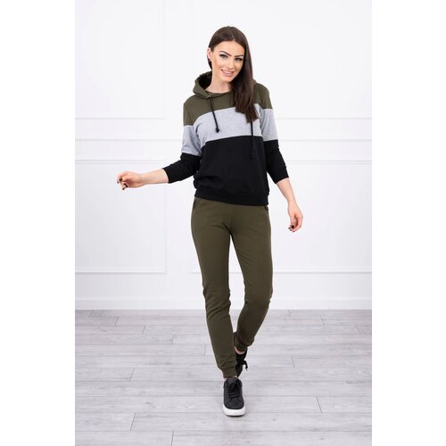 Kesi Set with colorful stripes khaki+gray Slike