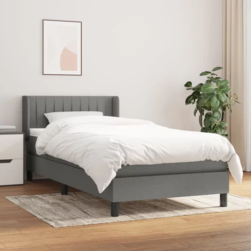  Krevet s oprugama i madracem tamnosivi 90 x 190 cm od tkanine