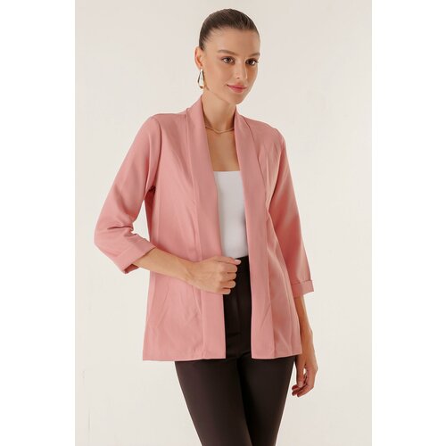 By Saygı Lycra Double Sleeve Fabric Short Jacket with Shawl Collar Width Length. Slike