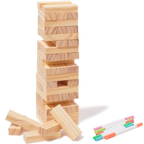 Sunnylife lesena družabna igra jumbling tower s flomastri za barvanje Cene