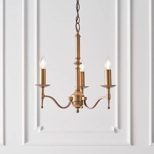 Endon 63628 - Luster na lancu STANFORD 3xE14/40W/230V mesing/bež Slike