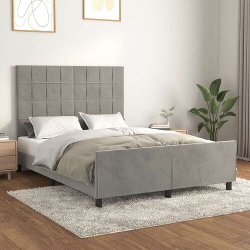  Okvir za krevet s uzglavljem svjetlosivi 140x200 cm bar&amp;scaron;unasti Slike