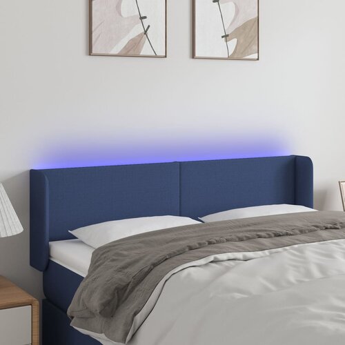 vidaXL LED posteljno vzglavje modro 147x16x78/88 cm blago Cene