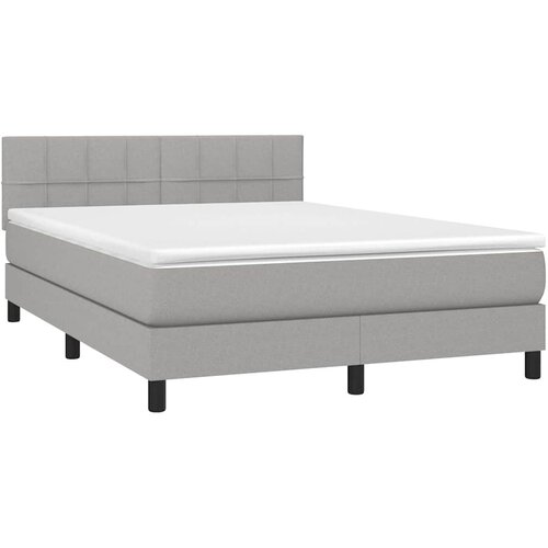  Krevet box spring s madracem LED svjetlosivi 140x200 cm tkanina Slike