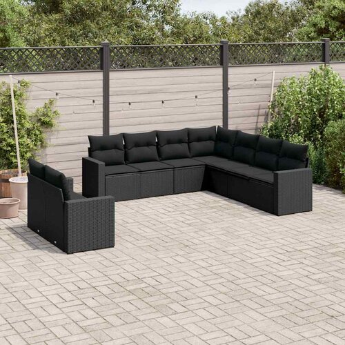 9-dijelni set vrtnih sofa s jastucima crni od poliratana Crna 66 x 62 x 69 cm Cene