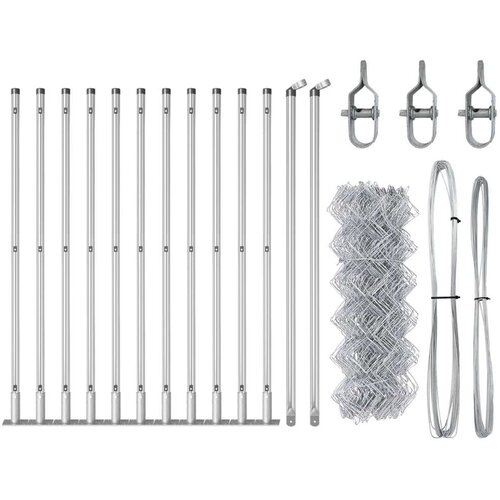  Ograda od lančane veze s 13 razdjelnih postova 0.6x25 m Galvanizirani čelik Slike