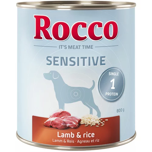 Rocco 20 + 4 gratis! Sensitive mokra pasja hrana 24 x 800 g - Jagnjetina & riž