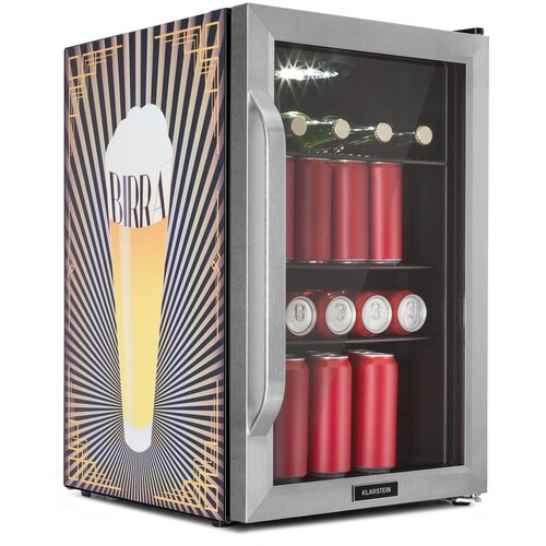 Klarstein Beersafe 70, Birra Edition, hladnjak, 70 litara, 3 police, panoramska staklena vrata, nehrđajući čelik Cijene