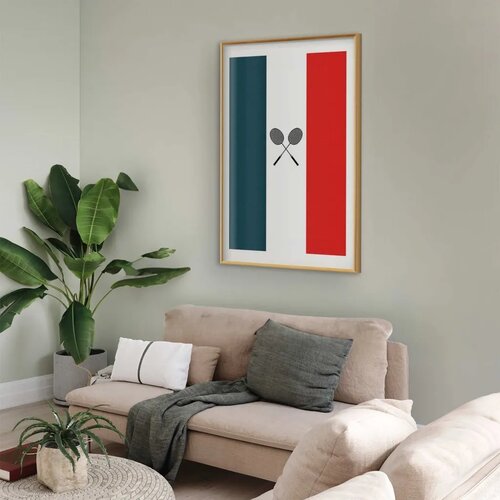  Plakat - French Flags and Black Badminton Rackets 40x60 Zlatni okvir s margom Slike