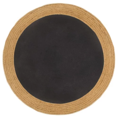  Preproga pletena črna in naravna 150 cm juta in bombaž okrogla