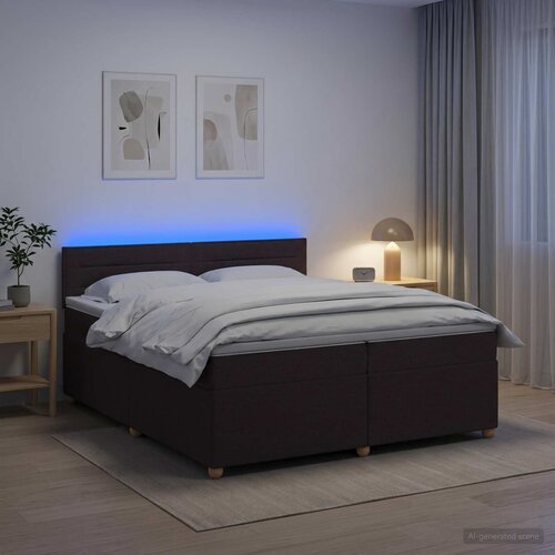  Boxspring krevet s madracem Tamno smeđa 200 x 200 cm Tkanina Cene