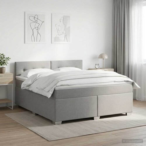  Boxspring krevet s madracem Svjetlosiva 140 x 190 cm Tkanina Cene
