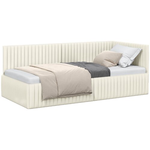  Kutni okvir kreveta s uzglavljem Krema 90 cm x 200 cm Bar&amp;scaron;un Slike