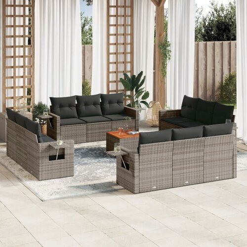 VidaXL 13-dijelni set vrtnih sofa od poliratana s jastucima sivi Slike